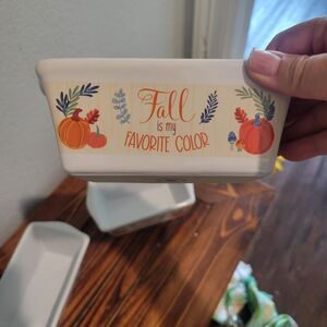 Set of 3 Mini Ceramic Bread Loaf Bakeware "Fall is my Favorite Color" Thanksgivi